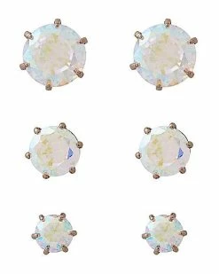 Budget 😀 Round CZ Titanium Stud Earrings 3 Pair - 20 Gauge 🛒