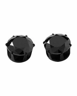 Best Sale 🛒 Round Black CZ Titanium Stud Earrings - 20 Gauge 🔔