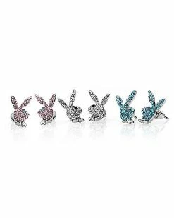 Brand new 👏 Multi-Pack Paved CZ Playboy Bunny Stud Earrings - 3 Pair 😀