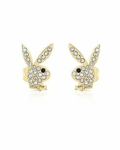 Top 10 ⭐ Goldtone Clear CZ Playboy Bunny Stud Earrings 🔥