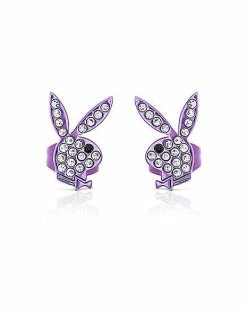 Best Pirce ✔️ Purple CZ Playboy Bunny Stud Earrings 🛒