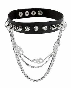 Outlet 💯 Spiked Flame Chain Collar Choker Necklace 🔥