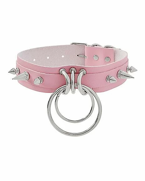 Best Sale π Spiked Pink O-Ring Collar Choker Necklace π