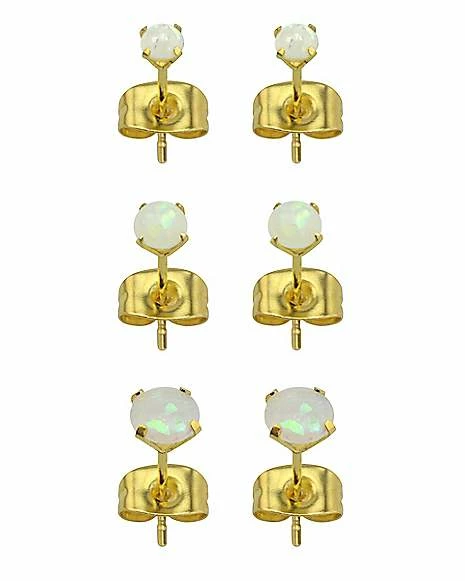 Wholesale β Multi-Pack Acrylic Opal Effect Earrings 3 Pair - 20 Gauge π 3 Wholesale β Multi-Pack Acrylic Opal Effect Earrings 3 Pair - 20 Gauge π