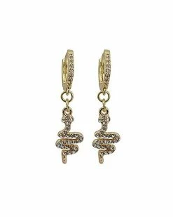 Cheap 🛒 CZ Goldtone Snake Huggie Hoop Dangle Earrings - 18 Gauge 🌟