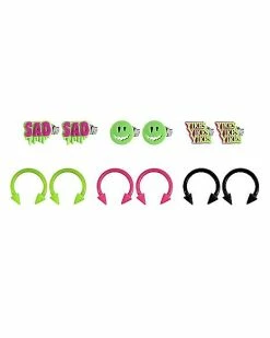 Best Sale 👍 Multi-Pack Yikes Stud and Horseshoe Earrings 6 Pair – 18 Gauge 🧨