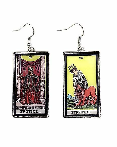 Best deal π― Strength and Justice Tarot Card Fishhook Dangle Earrings π