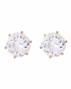 Best Sale 👍 Round CZ Rose Goldplated Stud Earrings – 20 Gauge 🥰