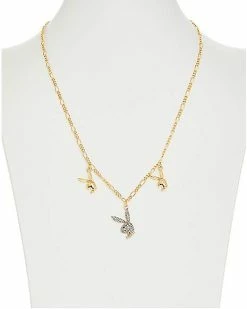Outlet 🛒 Goldtone CZ Dangle Playboy Bunny Necklace ✔️