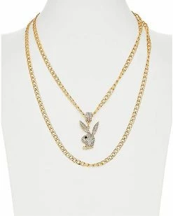 Best Sale 🔔 Goldtone Double Chain CZ Playboy Bunny Necklace ✨