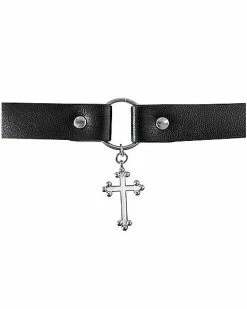 Budget 🧨 Black Hoop and Cross Choker Necklace 🧨
