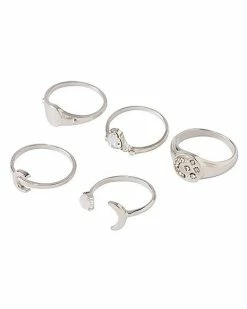 Cheapest 👏 Muti-Pack Star and Moon Rings - 5 Pack ⌛