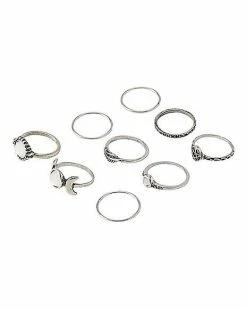 Cheap 🔥 Multi-Pack Triple Moon Pentagram and Silvertone Rings - 9 Pack ⌛