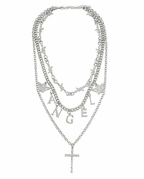 Best Sale ๐ Three Row Barbed Angel Cross Necklace ๐ 4 Best Sale ๐ Three Row Barbed Angel Cross Necklace ๐ - Image 2