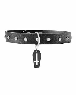 Coupon 😉 Cross Coffin Studded Choker Necklace ⭐