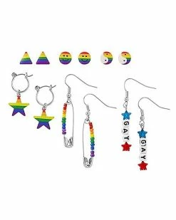 Promo 😀 Multi-Pack Rainbow Star and Yin Yang Earrings - 6 Pair 🥰