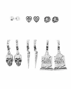 Wholesale 🛒 Multi-Pack Skull Spike Grave Earrings - 6 Pair 💯