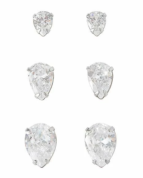 Brand new ๐ฅ Multi-Pack CZ Silvertone Titanium Stud Earrings 3 Pair - 20 Gauge โญ 3 Brand new ๐ฅ Multi-Pack CZ Silvertone Titanium Stud Earrings 3 Pair - 20 Gauge โญ