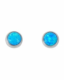 Budget 🎁 Round Blue Faux Opal Stud Earrings - 20 Gauge ❤️