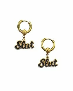 Best reviews of ⌛ Goldplated Slut Dangle Huggie Hoop Earrings - 18 Gauge 😍