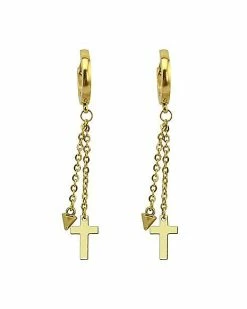 Buy ❤️ Cross and Spike Dangle Huggie Hoop Earrings - 18 Gauge ⌛