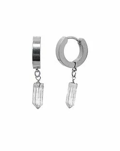 Best Pirce 🤩 Clear Crystal Dangle Huggie Hoop Earrings - 18 Gauge 🔔