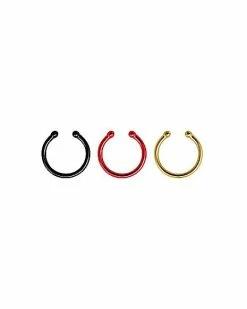 Deals 🥰 Multi-Pack Black and Red Fake Septum Rings - 3 Pack 😉
