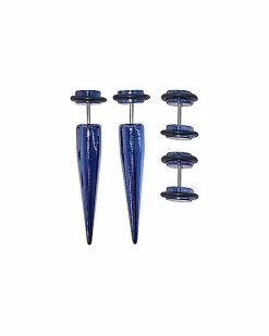 Cheap ✔️ Multi-Pack Blue and Black Fake Tapers and Plugs 2 Pair - 18 Gauge ✨