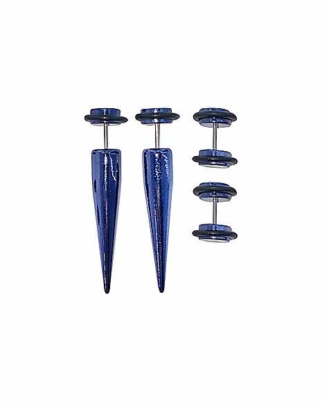 Cheap ✔️ Multi-Pack Blue and Black Fake Tapers and Plugs 2 Pair - 18 Gauge ✨ 3 Cheap ✔️ Multi-Pack Blue and Black Fake Tapers and Plugs 2 Pair - 18 Gauge ✨