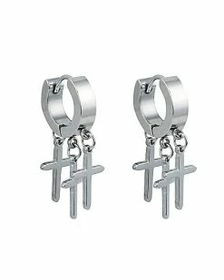 Best deal 💯 Cross Cluster Dangle Huggie Hoop Earrings - 18 Gauge ⭐
