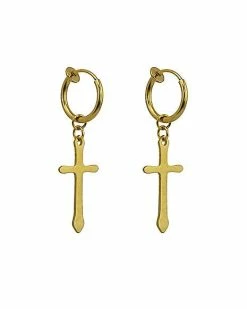 Coupon 😉 Faux Goldtone Cross Hoop Dangle Earrings 🎉