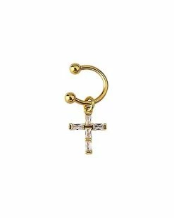 Brand new 👏 CZ Goldtone Cross Fake Hoop Earring 🔔