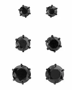 Best Sale ✨ Multi-Pack Round Black CZ Titanium Stud Earrings 6 Pack - 20 Gauge 🎁