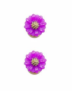 Best Sale 🛒 Purple Daisy Fake Plug Earrings - 18 Gauge ⌛