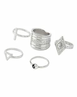 Best Sale 🛒 Multi-Pack Yin Yang and Cross Rings - 5 Pack ⭐