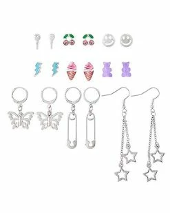 Promo ✨ Multi-Pack Assorted Charm Stud and Dangle Earrings - 9 Pair ❤️