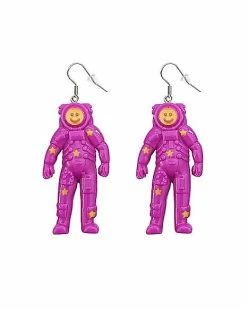 Promo ✨ Purple Astronaut Smiley Dangle Earrings - 18 Gauge 👏