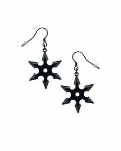 Promo 😍 Ninja Throwing Star Dangle Earrings - 18 Gauge 🧨