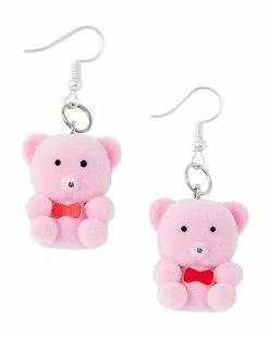 Wholesale 🧨 Pink Teddy Bear Dangle Earrings 🎁