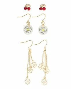 Best Pirce 🤩 Multi-Pack Cherry and Daisy Earrings - 3 Pair ✔️
