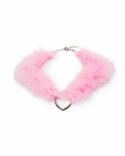 Coupon ๐ Pink Furry Heart O-Ring Choker Necklace โจ