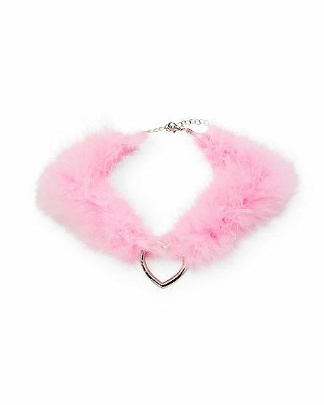 Coupon π Pink Furry Heart O-Ring Choker Necklace β¨
