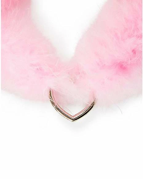 Coupon π Pink Furry Heart O-Ring Choker Necklace β¨ - Image 2