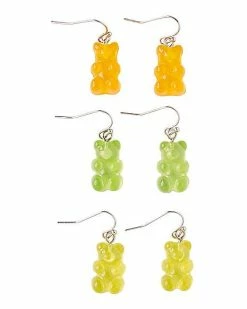 Brand new 🔥 Multi-Pack Orange Green and Yellow Gummy Bear Dangle Earrings 3 Pair 👍