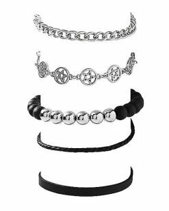 New 🌟 Multi-Pack Pentagram and Chain Bracelets - 5 Pack ⭐