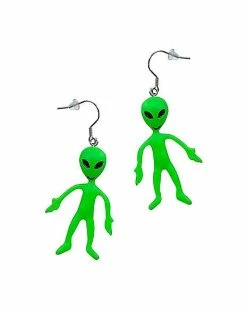 Cheap 🥰 Green Alien Dangle Earrings - 18 Gauge 😍