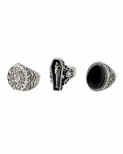 Discount 🛒 Multi-Pack Coffin Signet and Gem Rings - 3 Pack 🎁
