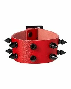 Cheap 👏 Red and Black Spike Cuff Bracelet ✔️
