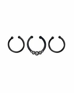 Best reviews of 🔔 Multi-Pack Black and Clear Gem Fake Septum Ring 3 Pack 👏