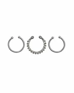 Best reviews of 🎁 Multi-Pack Yin Yang Silvertone and Clear Gem Fake Septum Ring 3 Pack 🥰